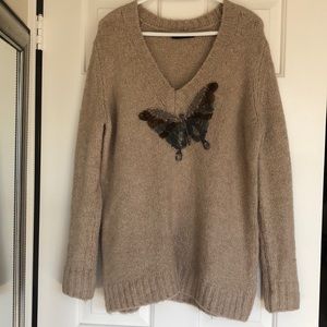 ZARA  Sweater with Sequin Butterfly Appliqué